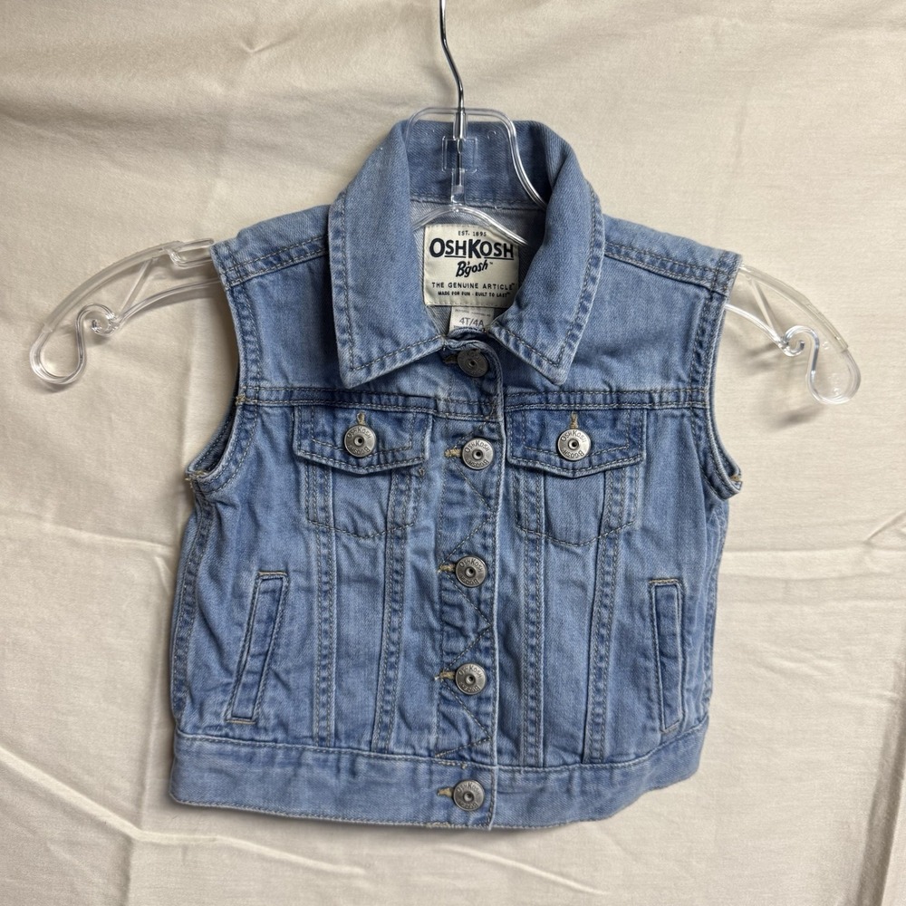 OshKosh B gosh Girls Blue Jean Denim Vest Sleeveless Jacket Size 4T